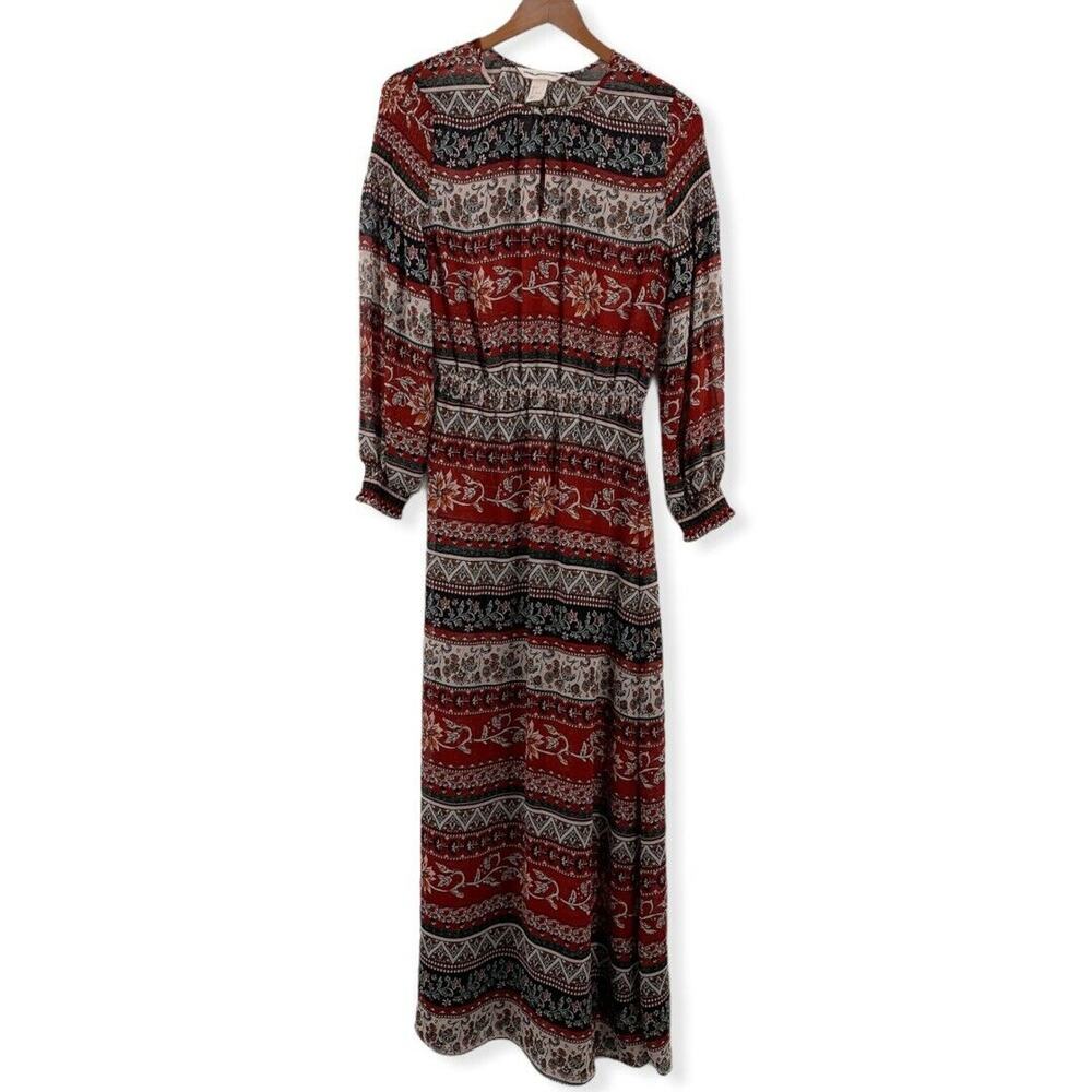 H&M Long Sleeve Boho Maxi Dress Size 4